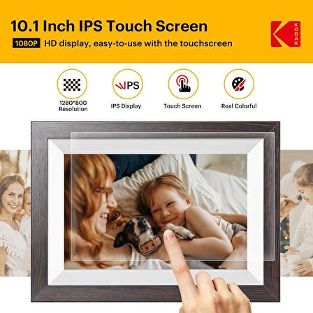 Kodak 10.1 Inc WiFi Dijital Resim Çerçevesi 1280x800 IPS Dokunmatik Ekran