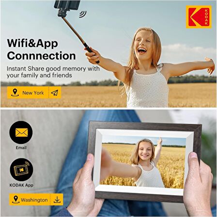 Kodak 10.1 Inc WiFi Dijital Resim Çerçevesi 1280x800 IPS Dokunmatik Ekran