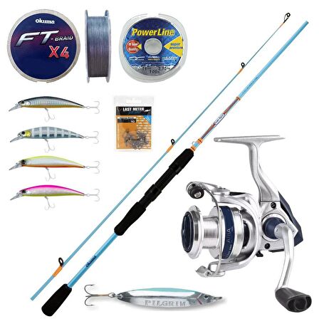 YekOutdoor Okuma Spin Seti - Okuma ARIA-C4000a Painting Silver 1BB Olta Makinesi-Okuma Fuel Spin 2,44 cm 15-40 gr 2 Parça Spin Kamışı