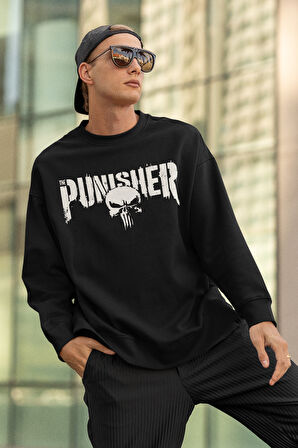Punisher Yazılı Unisex Oversize Sweatshirt