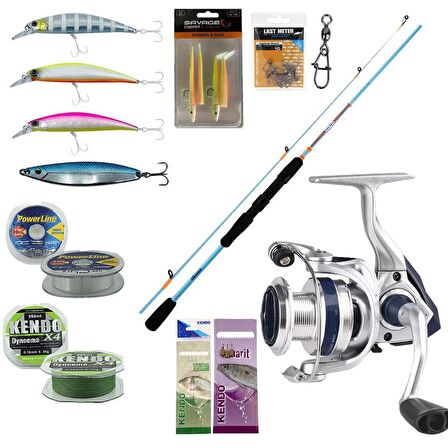 YekOutdoor Spin Olta Seti Okuma Fuel Spin 2,74 cm 7-30 gr 2 Parça Spin Kamışı&Okuma ARIA-C4000a Painting Silver 1BB Olta Makinesi