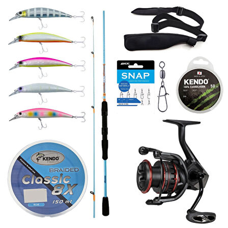 YekOutdoor Okuma Profesyonel LRF/Spin Seti Okuma Fuel Spin 2,74 cm 7-30 gr 2 Parça Spin Kamışı&Okuma Ceymar HD CHD-2500A Matt Black 7+1BB Olta Makinesi