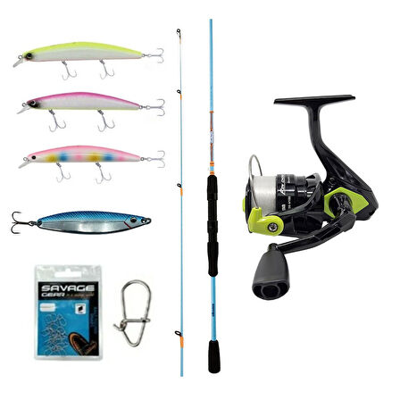 YekOutdoor Okuma Spin Olta Seti Okuma Fuel Spin 2,74 cm 7-30 gr 2 Parça Spin Kamışı&Okuma Fin Chaser X FNX-40NG Green 1BB Olta Makinesi
