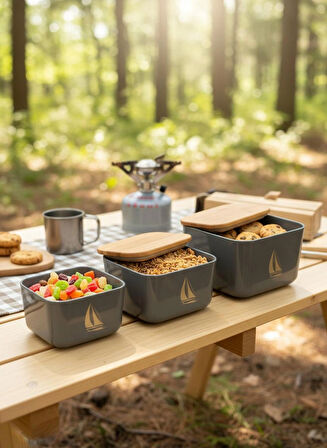 Marine Üçlü Set Saklama Kabı Lunch Box (400-800-1200ml)
