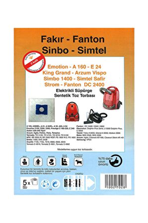 fakir FAKİR EMOTİON 2100-2400 Bez Toz Torbası (20 adet)