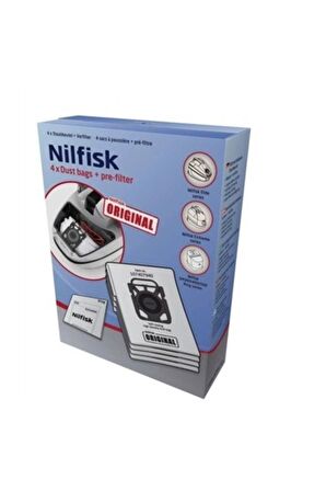 nilfisk Elite,Extreme,King serisi Orijinal toz torbası( 4 lü )