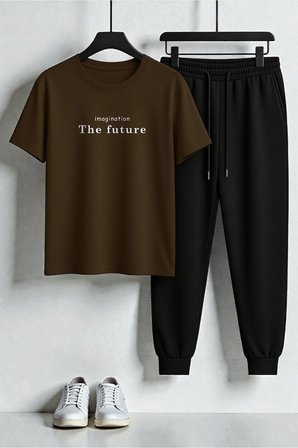 Unisex The Future Tasarım Baskılı Tişört - 2'li Eşofman Takımı