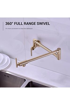 Mutfak Ocak Üstü Musluk Pot Yeni Model Ithal Mat Gold 7 Yıl Garantili