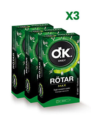 Okey Rötar Max Prezervatif 10'lu x3 Adet