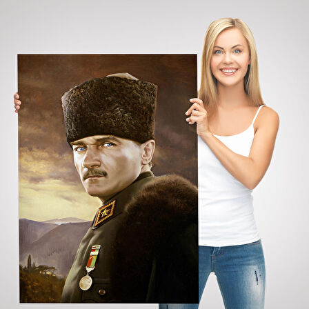 Kalpaklı Mustafa Kemal Atatürk Duvar Tablosu -6448