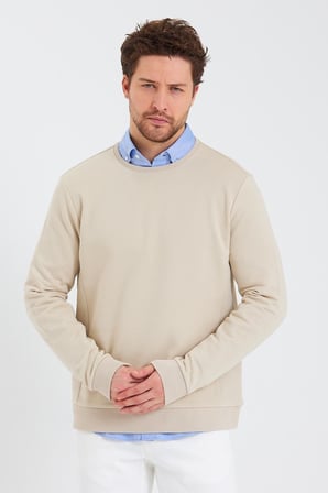 Erkek Bisiklet Yaka Uzun Kol Kışlık Siyah Sweatshirt
