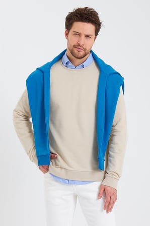 Erkek Bisiklet Yaka Uzun Kol Kışlık Siyah Sweatshirt