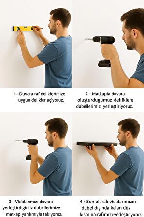 40 Cm Ikili Safir Meşe Mdf Uçan Duvar Rafı Gizli Bağlantı Kitaplık