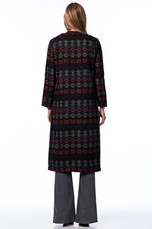 Önü Agraflı Uzun Kaban | Hrk13645 Mercan Mavi Kilim