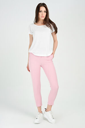 Pantolon - Bilekte Atlas Kumas Pantolon | Pnt19003 Pudra