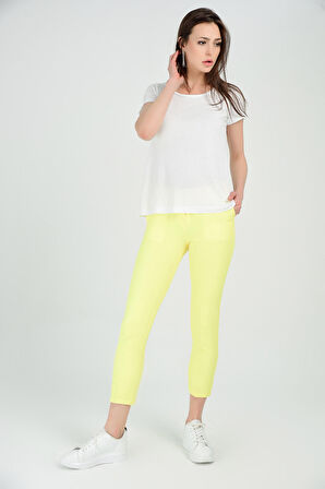 Pantolon - Bilekte Atlas Kumas Pantolon | Pnt19003 Sarı