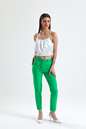 Pantolon - Bilekte Atlas Kumas Pantolon | Pnt19003 Yesıl