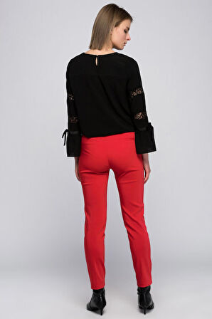 On Cepi Fermuarlı Kalem Pantolon | Pnt19007 Kırmızı