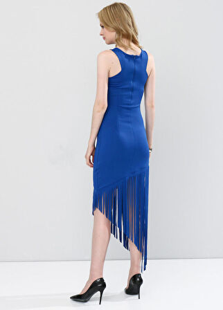 Arkasi Fermuarlı Dalgiç Abiye Elbise | Elb14404 Saks