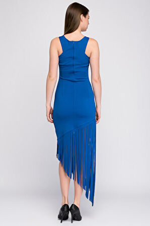 Arkasi Fermuarlı Dalgiç Abiye Elbise | Elb14404 Saks