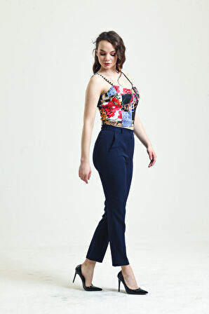 Pantolon - Bilekte Atlas Kumas Pantolon | Pnt19003 Lacıvert