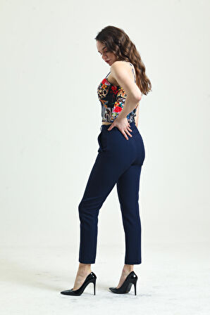 Pantolon - Bilekte Atlas Kumas Pantolon | Pnt19003 Lacıvert