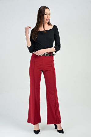 Önu Cima Dikisli Yuksek Belli Krep Pantolon | Pnt31041 Bordo