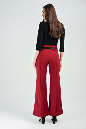 Önu Cima Dikisli Yuksek Belli Krep Pantolon | Pnt31041 Bordo