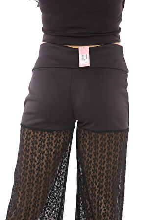 SENSE Bacakları Komple Dantel Pantolon | Pnt31423 Siyah