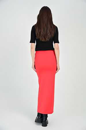 Etek - Tek Paça Pantolon Görünümlü Etek | Etk31579 Kırmızı