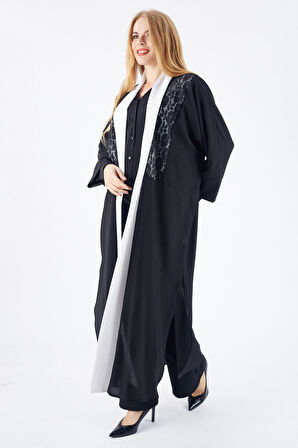 Babil Kumaş Kimono_Kmn31526 Siyah