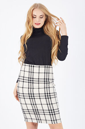 Ekose Kalem Etek | Etk31815 Siyah Beyaz Ekose