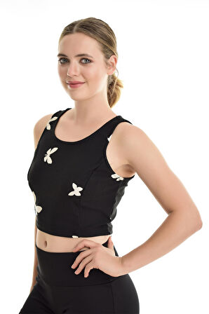 Kelebek Desenli Bluz | Blz31640 Siyah