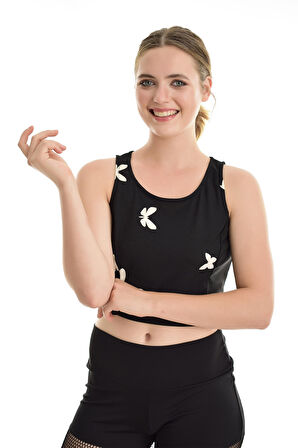 Kelebek Desenli Bluz | Blz31640 Siyah