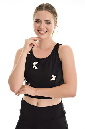 Kelebek Desenli Bluz | Blz31640 Siyah