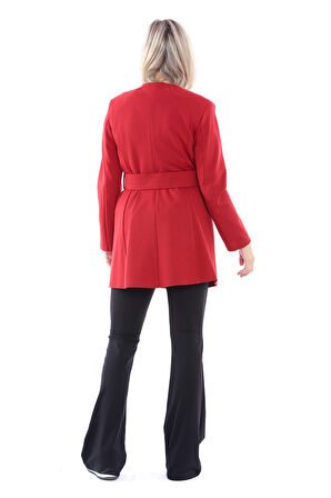 Çelik Örgü Uzun Ceket | Ckt32183 Kırmızı