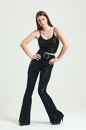 Astarli Croptop   Askili Bustiyer_Bus32491 Siyah