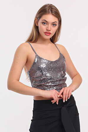 Askili 15 Cm.Silver Separe Fermuarli Pulpayet Bustiyer_Bus32289 Gumus