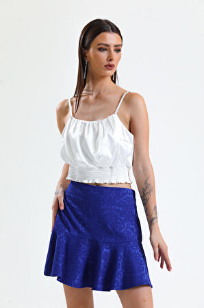 Jakarli Kisa Volanli Etek_Etk32608 Saks