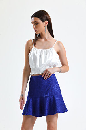 Jakarli Kisa Volanli Etek_Etk32608 Saks