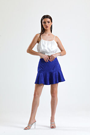 Jakarli Kisa Volanli Etek_Etk32608 Saks