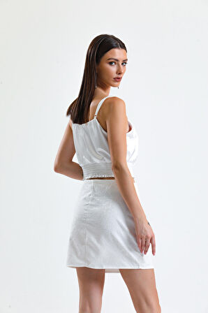 Jakarli Mini Etek_Etk32609 Ekru