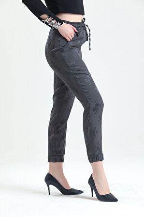 SENSE Bel Ve Paçalar Lastikli Bağcıklı Pantolon | Pnt32963 HAKİ ÇİÇEKLİ