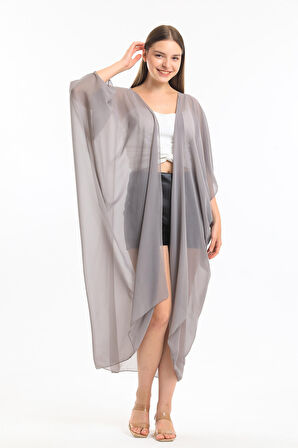 Şifon Plaj Kimono | ELB33597 Grı