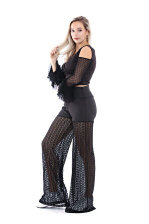 SENSE Bacakları Komple Dantel Pantolon | Pnt31423 Siyah