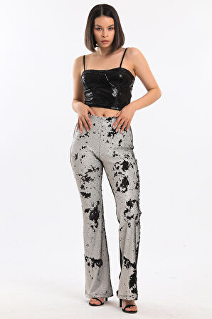 Abiye Payet Pantolon | PNT34174 Bej Siyah