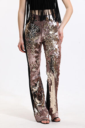 Abiye Payet Pantolon | PNT34174 Pudra Gold