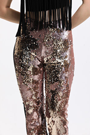 Abiye Payet Pantolon | PNT34174 Pudra Gold
