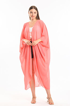 Şifon Plaj Kimono | ELB33597 Şeker Pembe