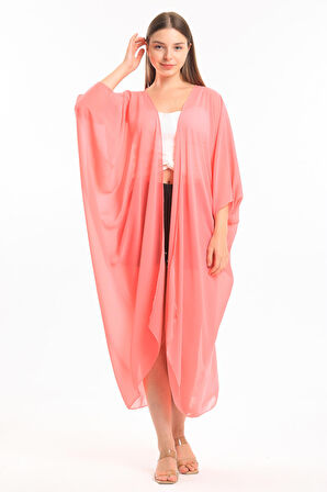 Şifon Plaj Kimono | ELB33597 Şeker Pembe